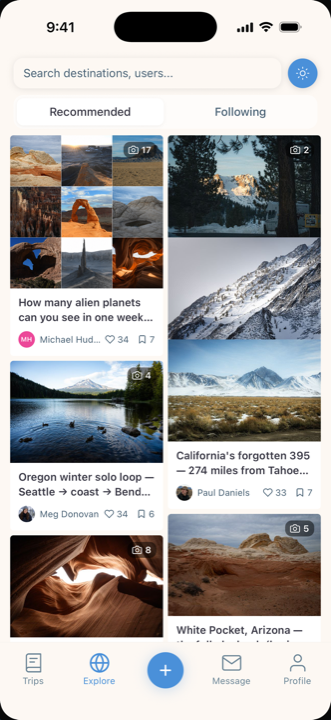 Renoir explore feed of real travel photos posted by real travelers